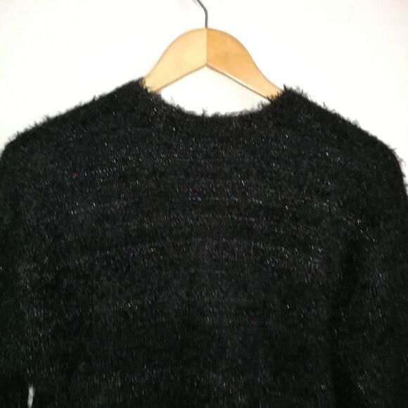 𝅺JOE'S Winter Black V Neck Fuzzy Cropped Warm Cardigan Size Medium NWT - Picture 9 of 15